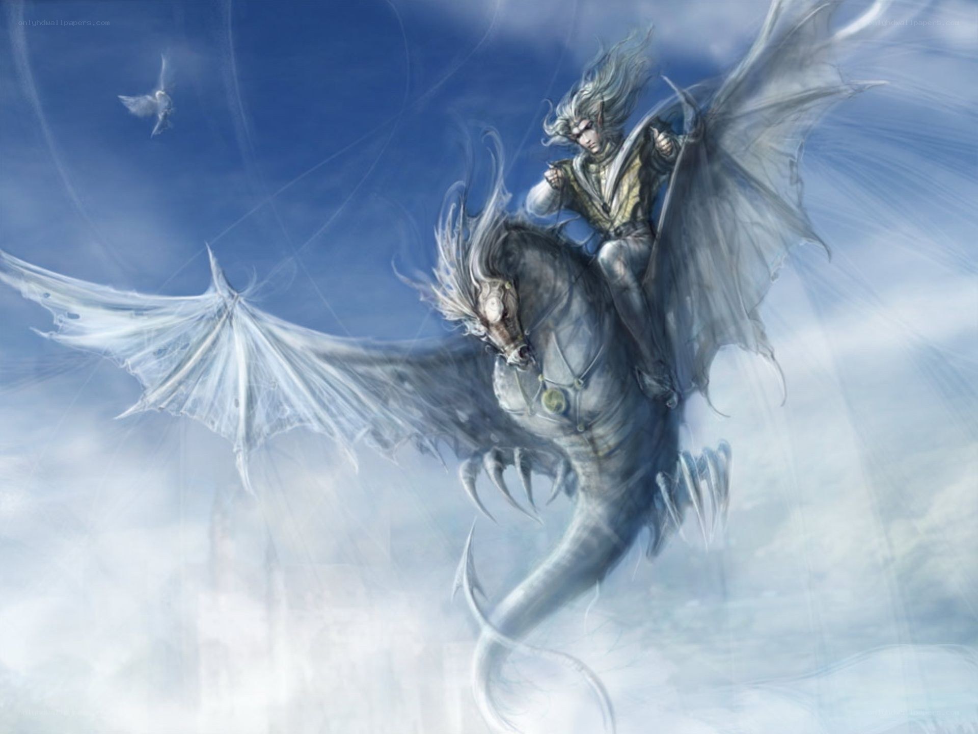 elf riding a winged horse