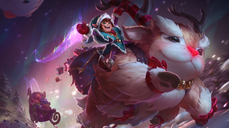 Elf Riding Reindeer — Purple, Festive