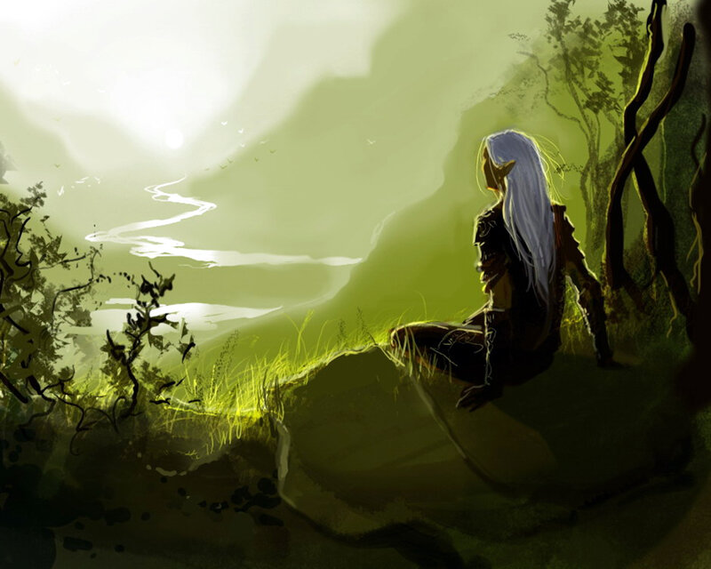 Elf Sitting on a Rock