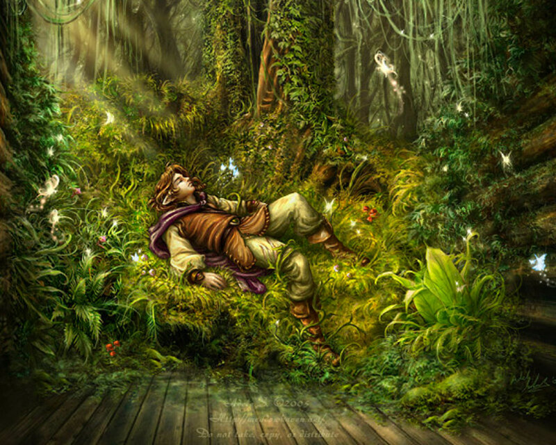 Elf Sleeping in Forest