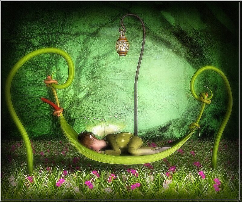 Elf Sleeping in Hammock