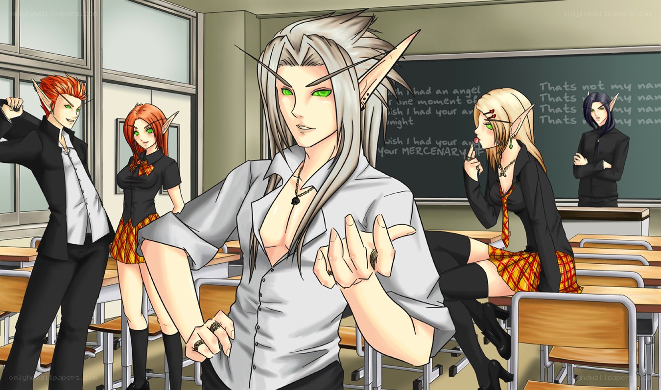 elf students in a classroom