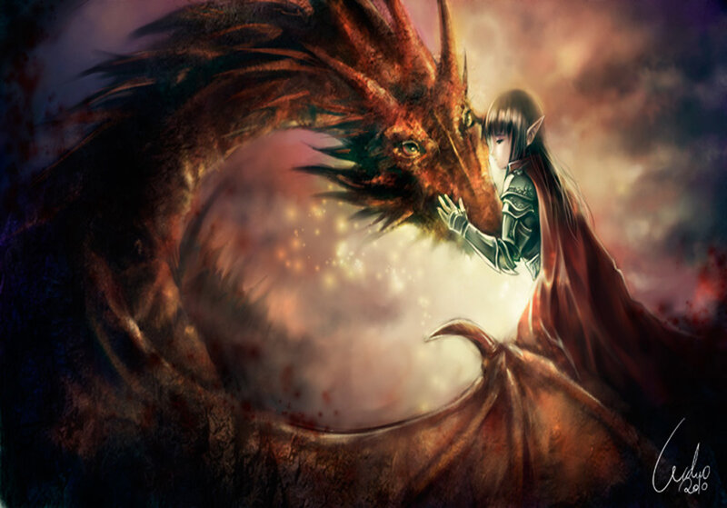 Elf Touching Dragon