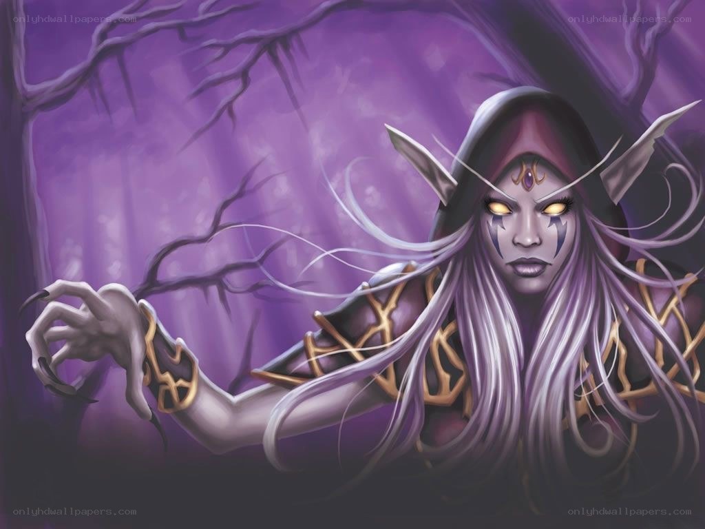 elf warlock in purple forest