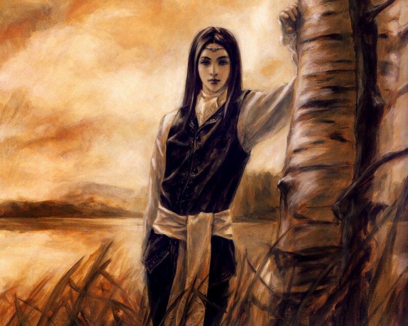 elf warrior by a tree