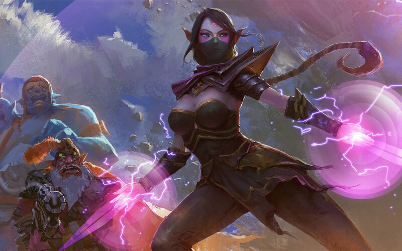 Elf Warrior Casting Spell — Purple, Dramatic