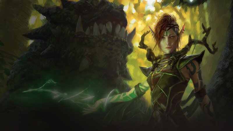 Elf Warrior Facing Beast