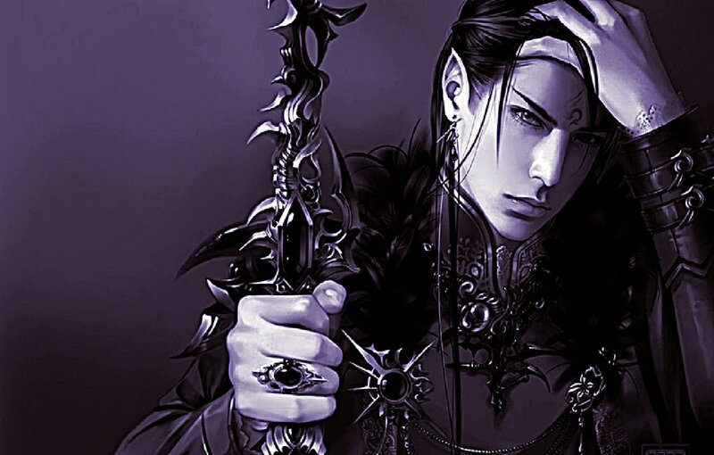 Elf Warrior Holding Sword — Purple