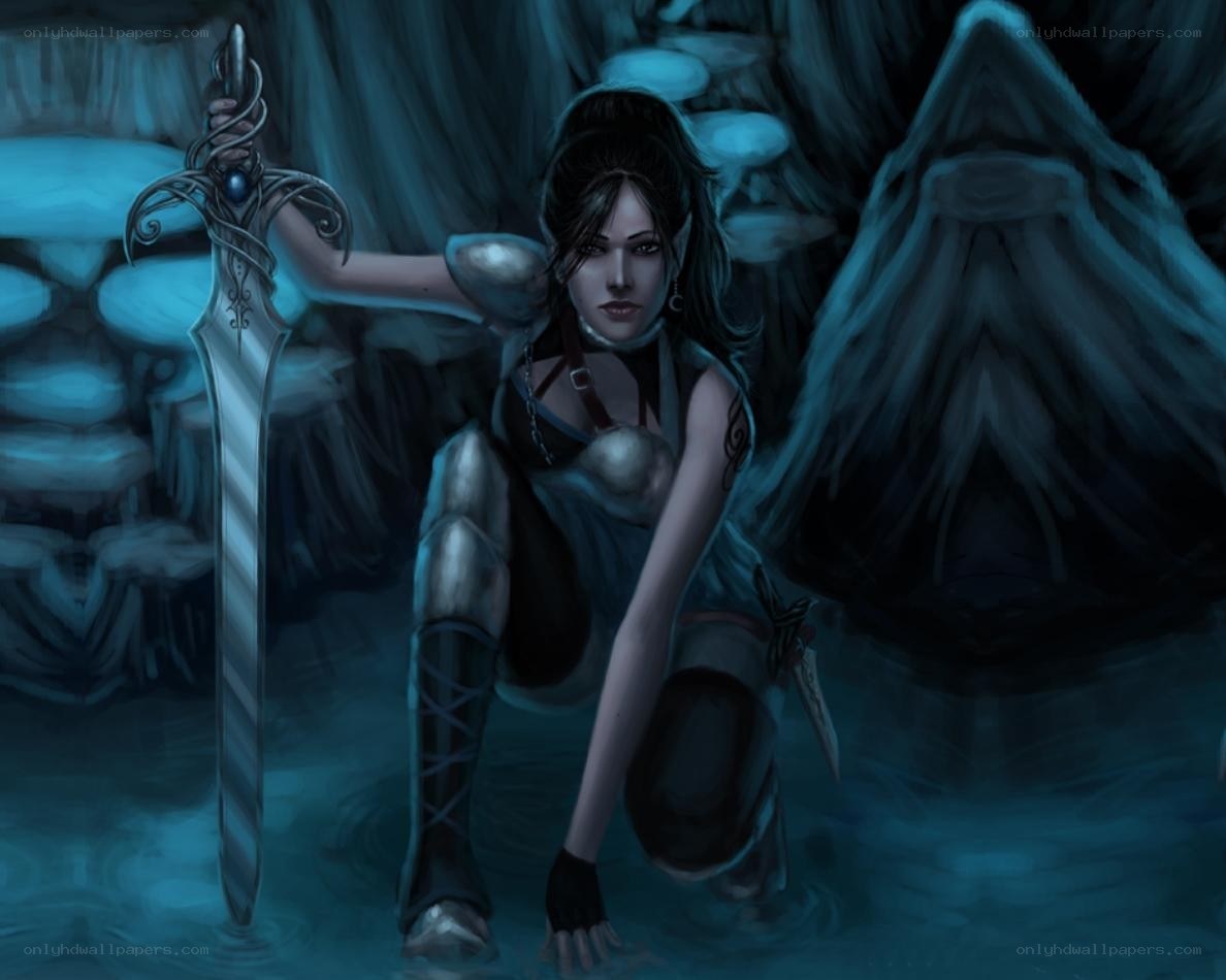 elf warrior in a cave