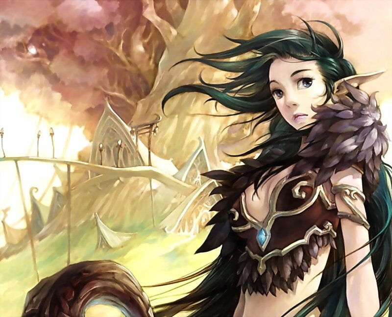 elf warrior in a fantasy landscape