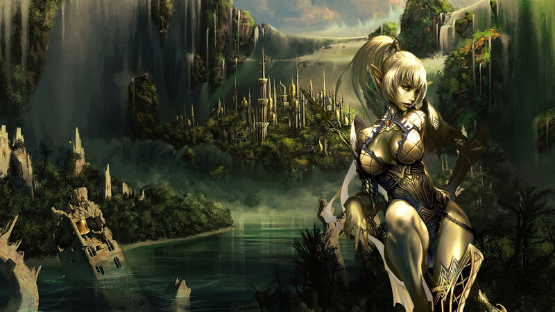 elf warrior in a fantasy landscape