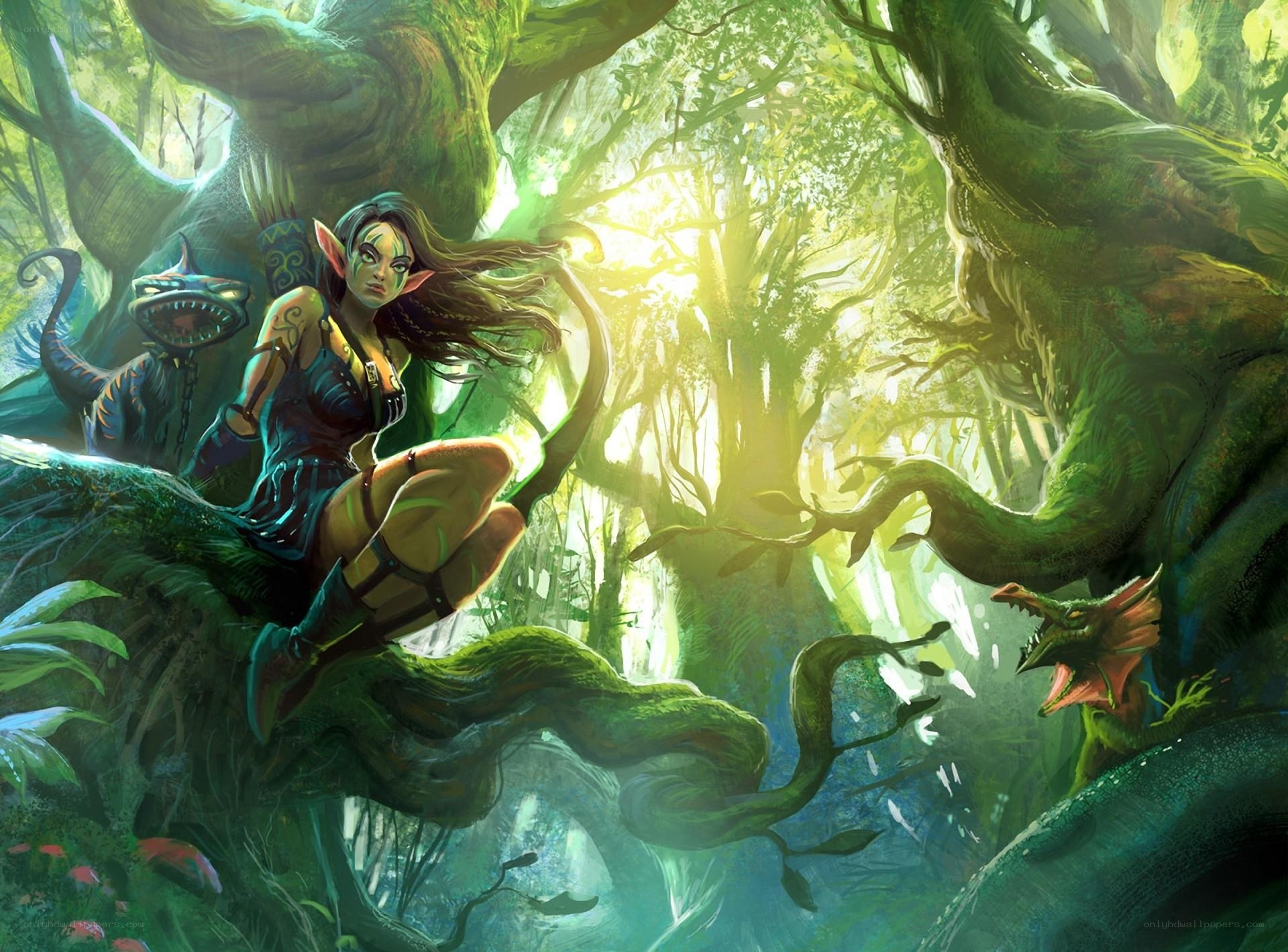 elf warrior in a mystical forest
