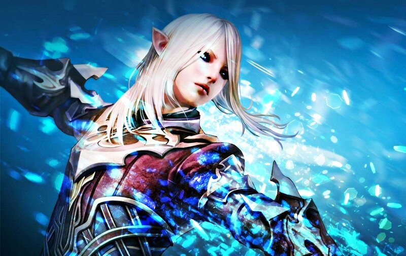 Elf Warrior in Armor — Blue, Dramatic, Digital Art, Magic