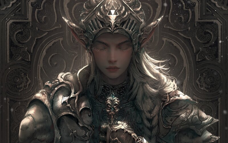 Elf Warrior in Armor — Gray, Serene