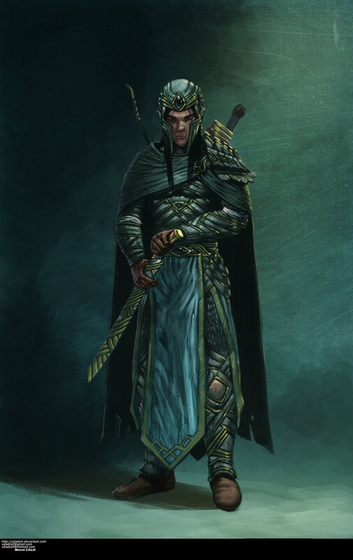Elf Warrior in Armor — Green, Dramatic