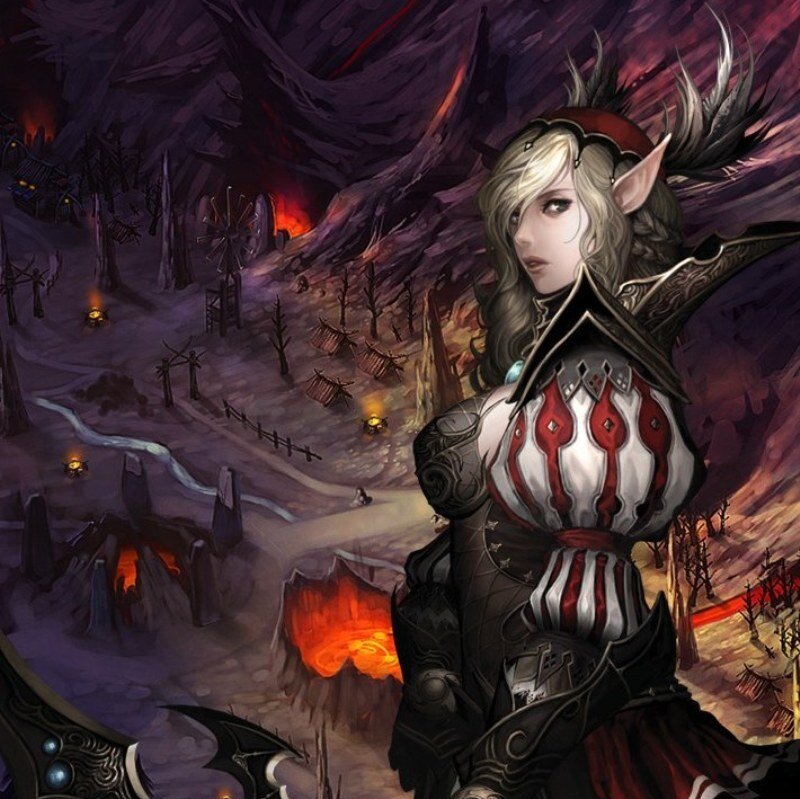Elf Warrior in Armor — Purple, Dark