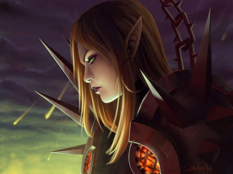 Elf Warrior in Armor — Purple, Dramatic