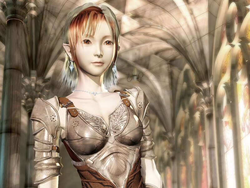 elf warrior in cathedral