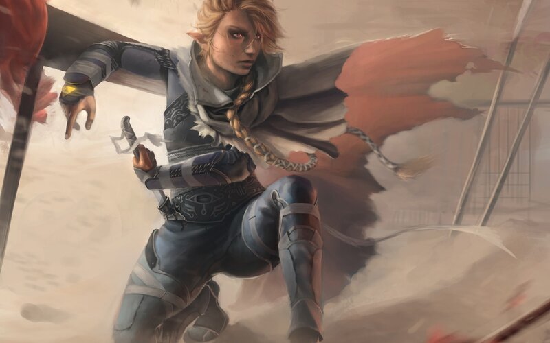 Elf Warrior in Combat — Gray