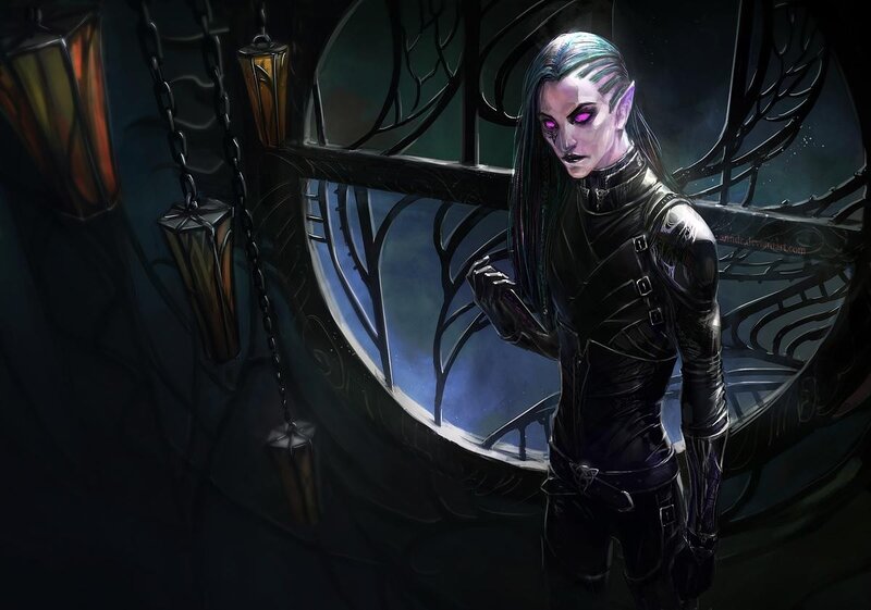 elf warrior in dark armor