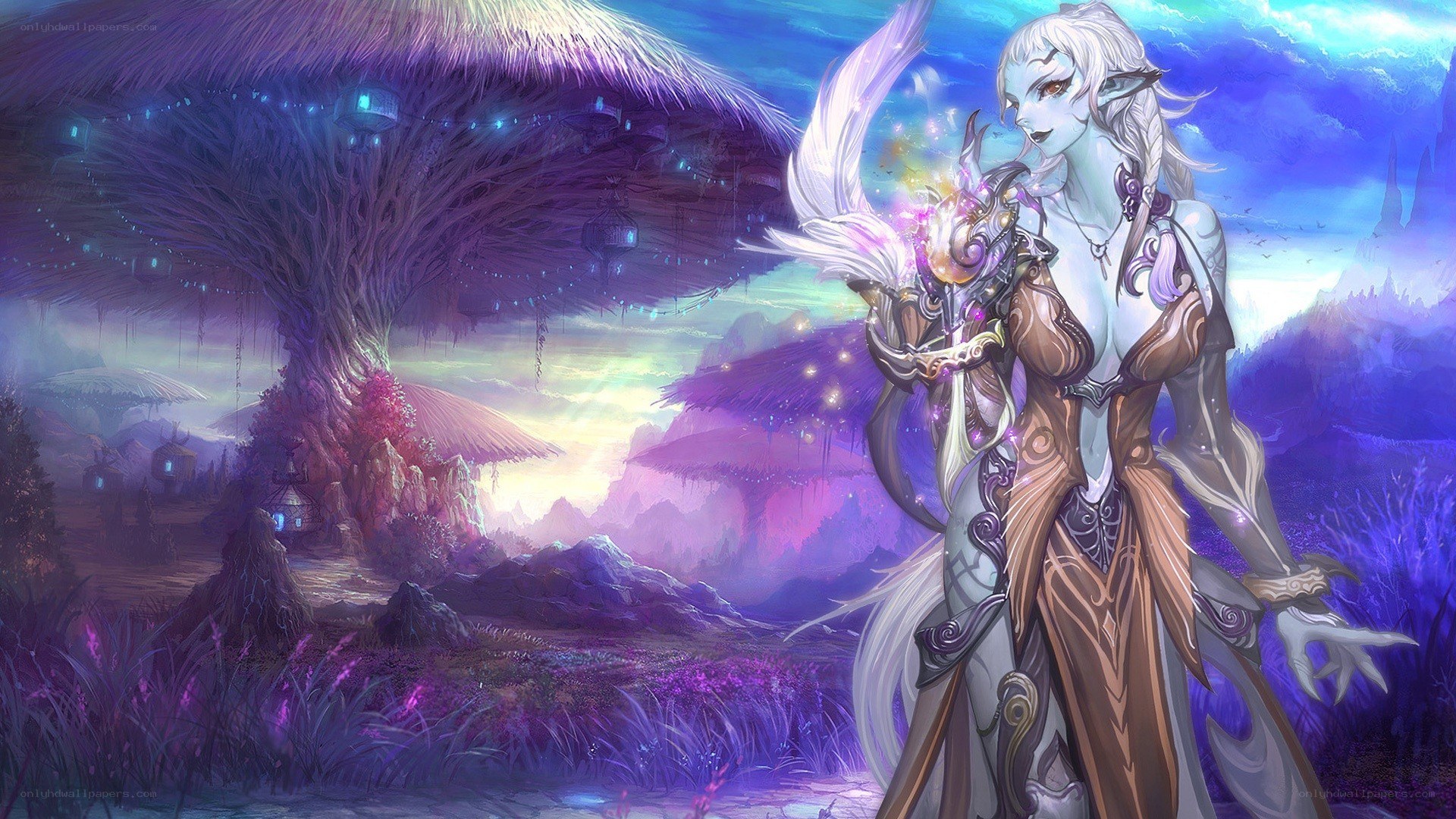 elf warrior in fantasy landscape