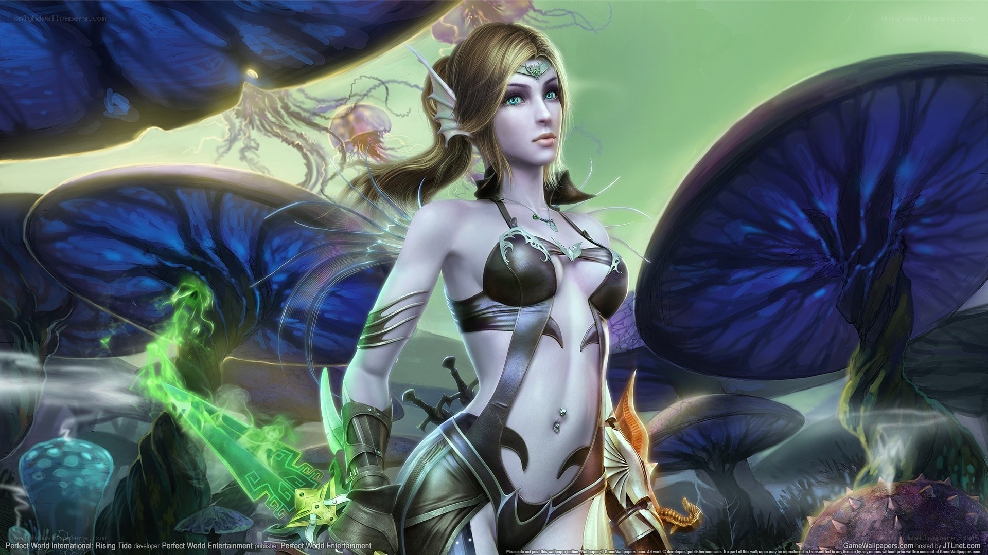 elf warrior in fantasy landscape