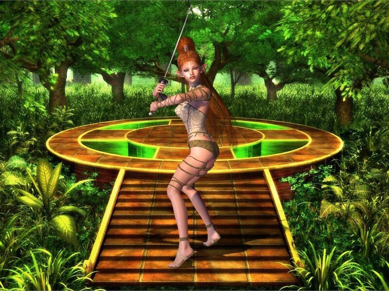 elf warrior in forest arena