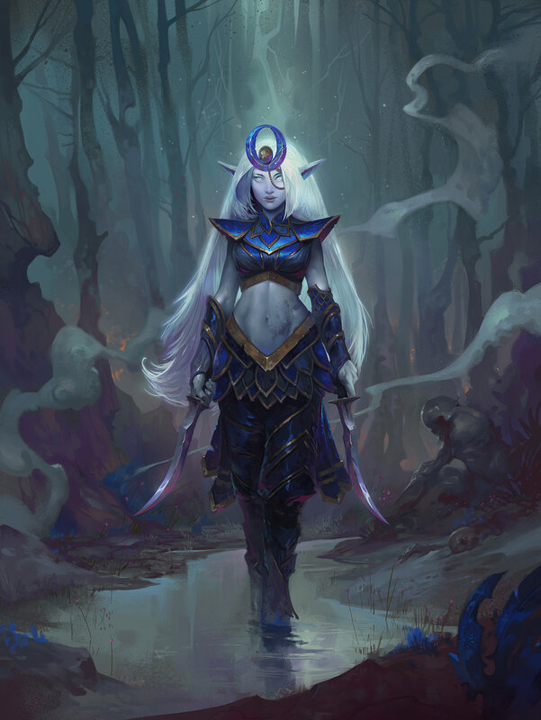 Elf Warrior in Forest — Blue