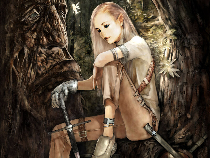 Elf Warrior in Forest — Brown, Dramatic, Night, Digital Art, Tree Spirit