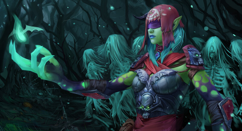 Elf Warrior in Forest — Green, Dark, Eerie