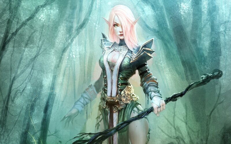 Elf Warrior in Forest — Green, Mysterious, Digital Art