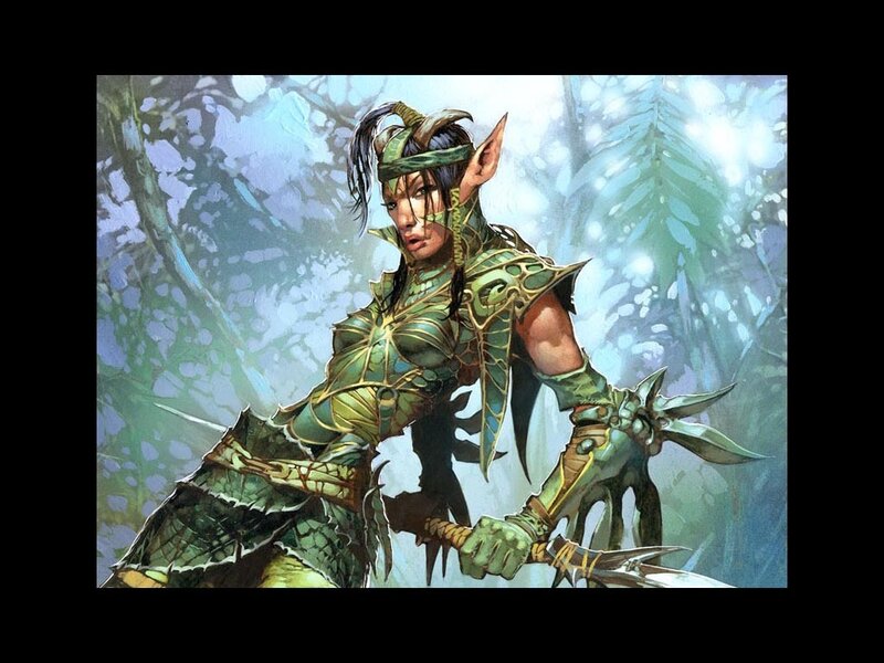 Elf Warrior in Forest — Green