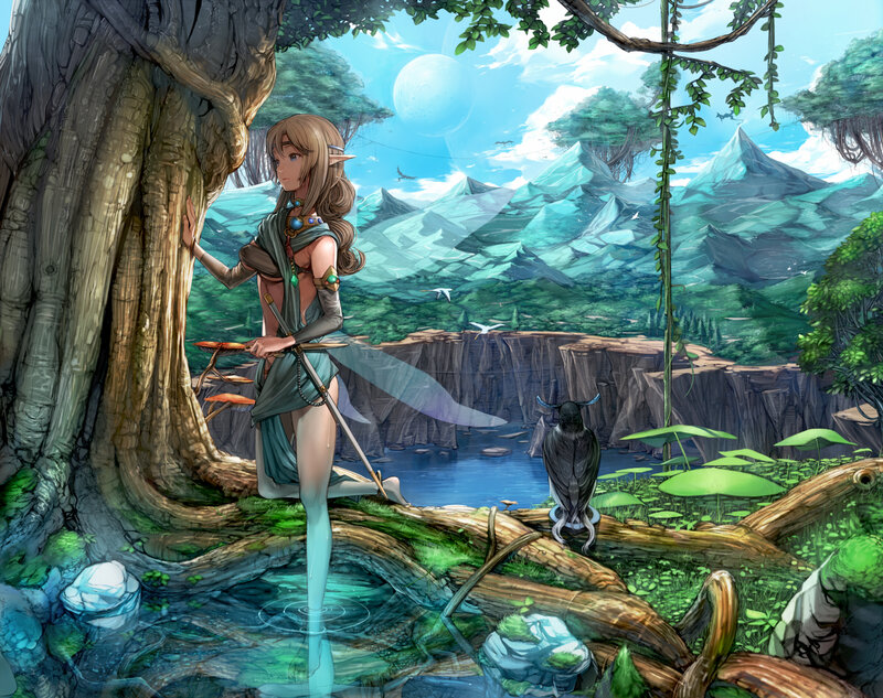 elf warrior in forest landscape