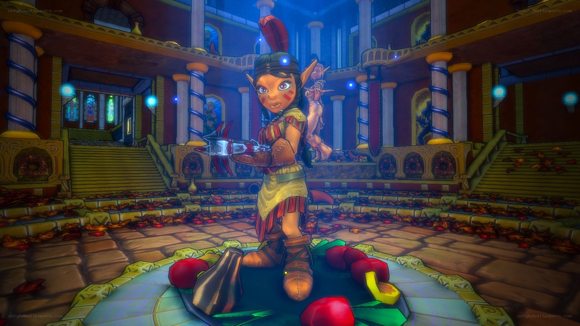 elf warrior in grand hall