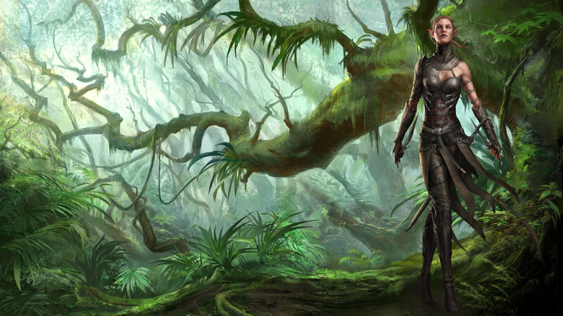 Elf Warrior in Jungle — Green