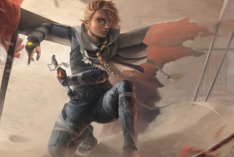 Elf Warrior in Motion — Blue