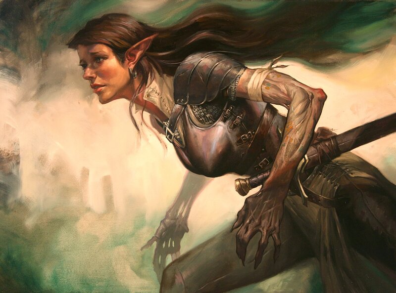 Elf Warrior in Motion — Green