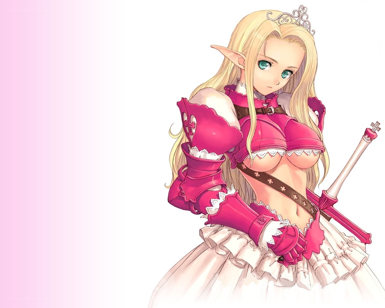 elf warrior in pink armor