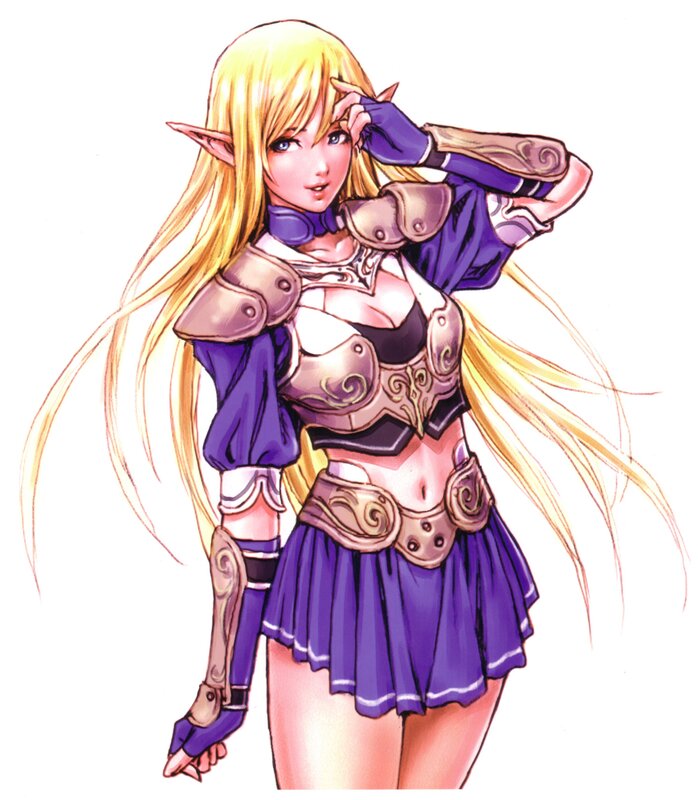 elf warrior in purple armor