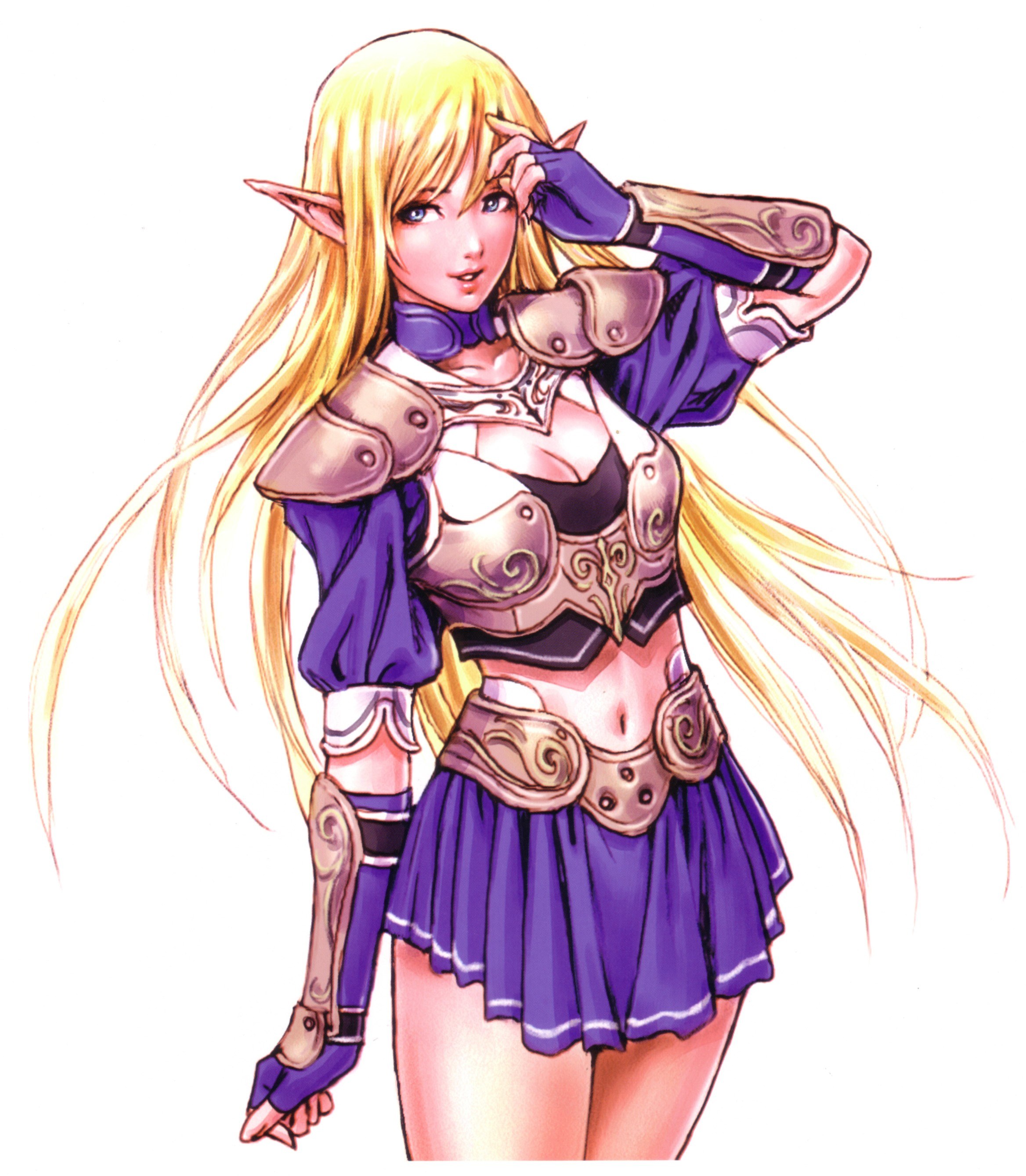 elf warrior in purple armor