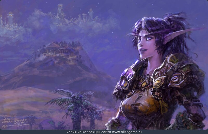 elf warrior in purple landscape