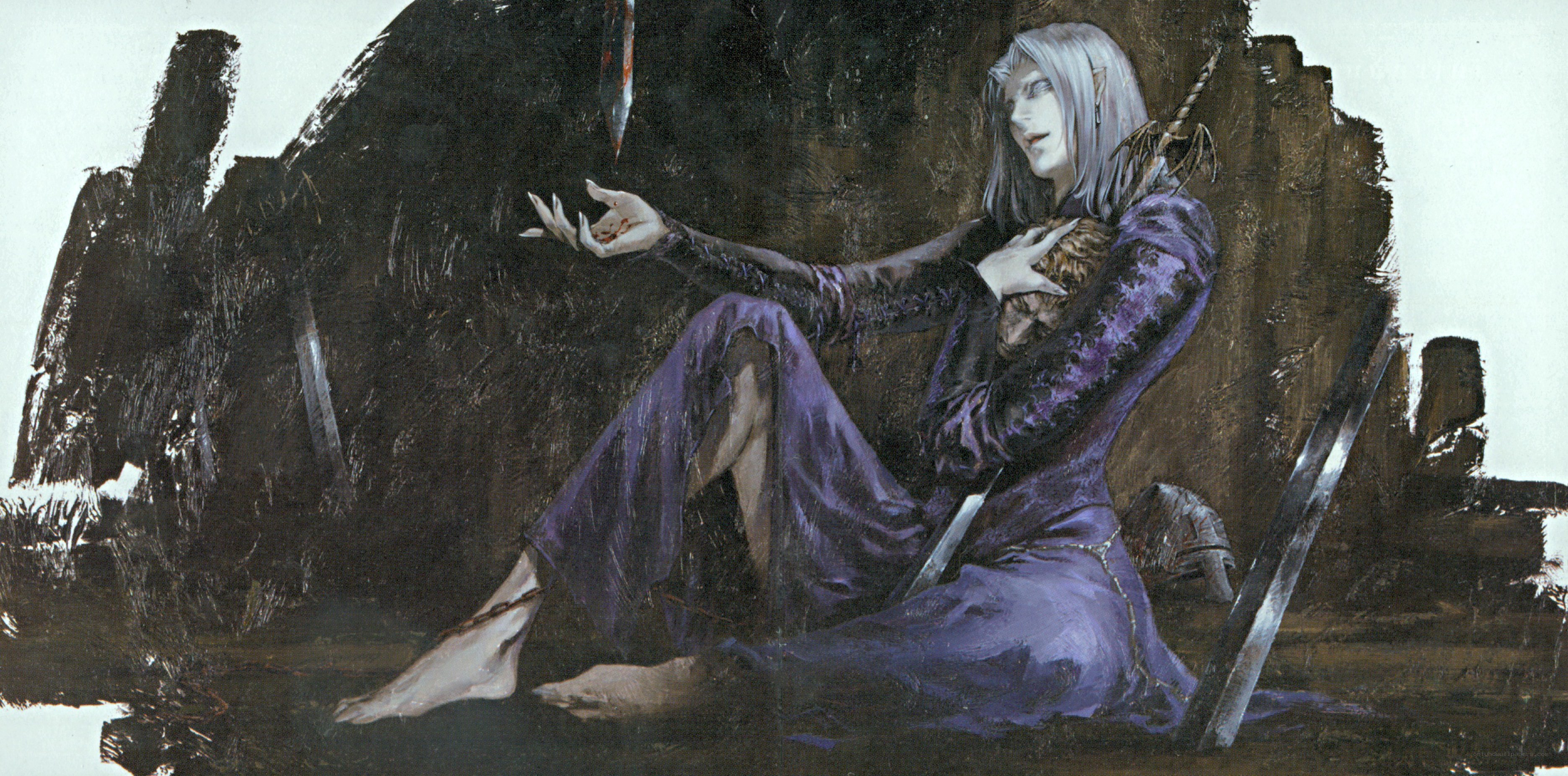 elf warrior in purple robes