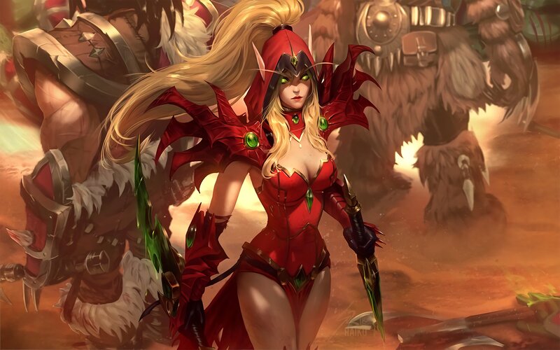 Elf Warrior in Red Armor — Dramatic