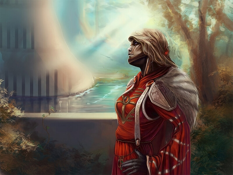 Elf Warrior in Red Armor — Serene