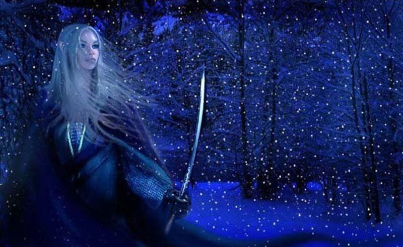 Elf Warrior in Snow — Blue