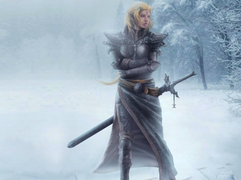 Elf Warrior in Snow — Gray, Cold
