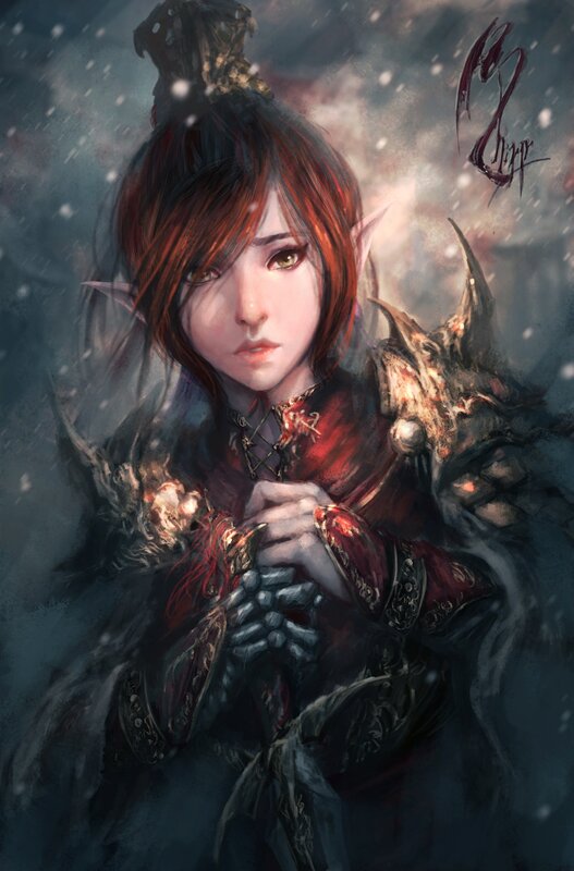 Elf Warrior in Snow — Red