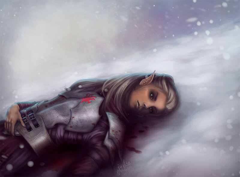 Elf Warrior in Snow — White