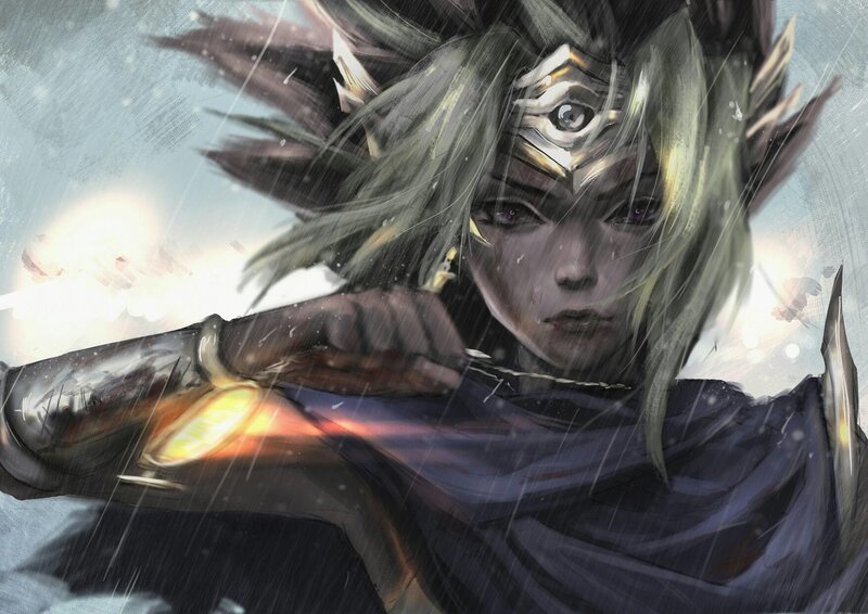 Elf Warrior in Storm — Gray