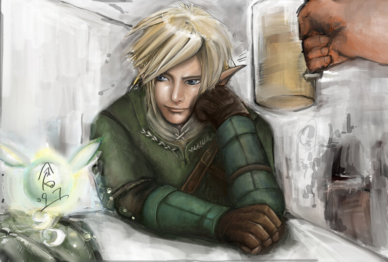 elf warrior in tavern